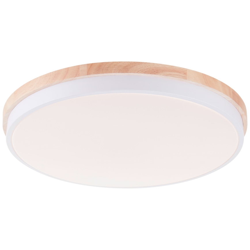 Brilliant - Plafón LED regulable BAARLO LED/36W/230V 3000-6500K diá. 50 cm blanco/madera de caucho + control remoto