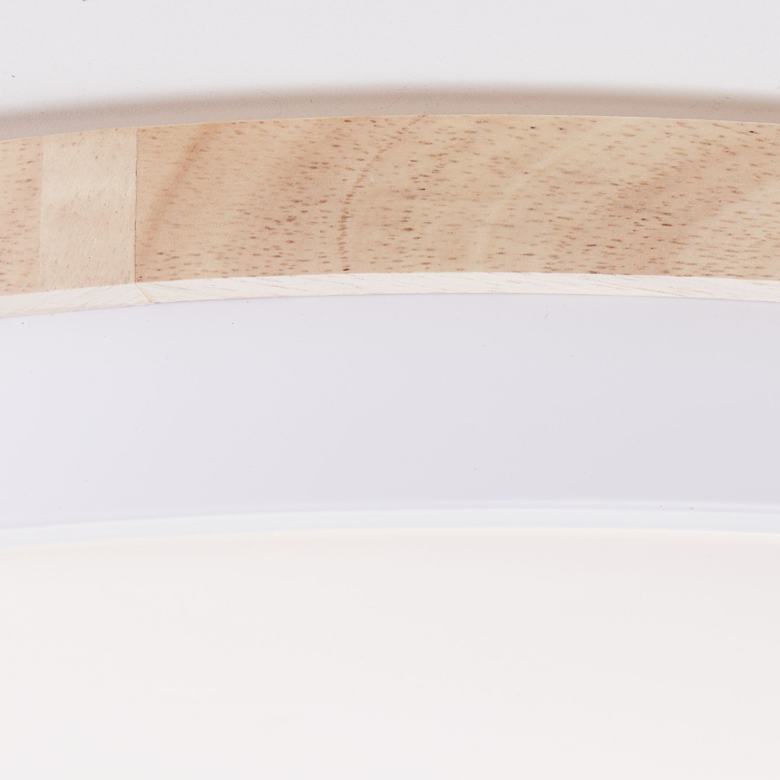 Brilliant - Plafón LED regulable BAARLO LED/36W/230V 3000-6500K diá. 50 cm blanco/madera de caucho + control remoto