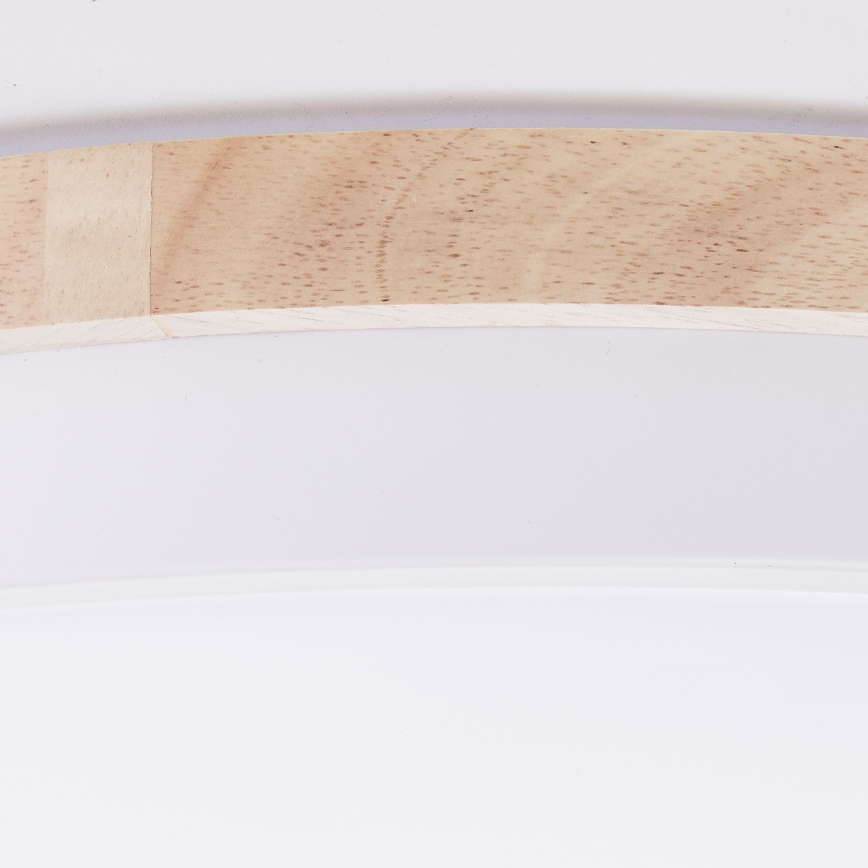 Brilliant - Plafón LED regulable BAARLO LED/36W/230V 3000-6500K diá. 50 cm blanco/madera de caucho + control remoto