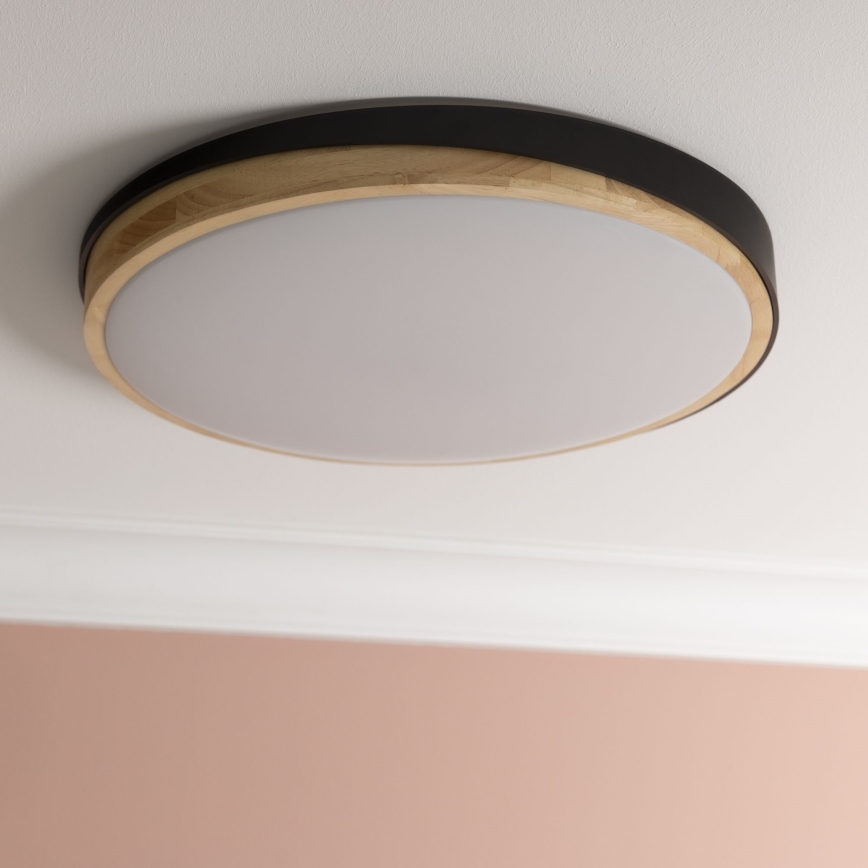 Brilliant - Plafón LED regulable BAARLO LED/36W/230V 3000-6500K diá. 50 cm negro/madera de caucho + control remoto