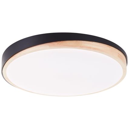 Brilliant - Plafón LED regulable BAARLO LED/36W/230V 3000-6500K diá. 50 cm negro/madera de caucho + control remoto