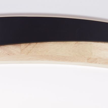 Brilliant - Plafón LED regulable BAARLO LED/36W/230V 3000-6500K diá. 50 cm negro/madera de caucho + control remoto