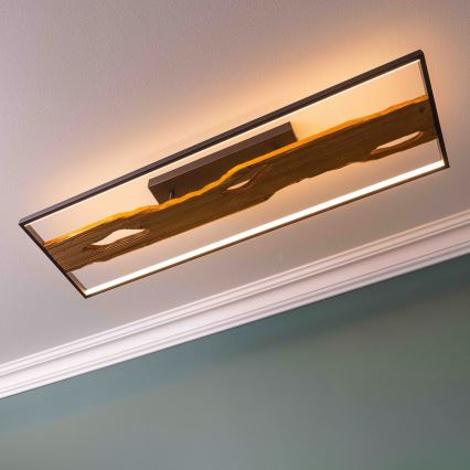 Brilliant - Plafón LED regulable CHAUMONT LED/48W/230V madera de caucho