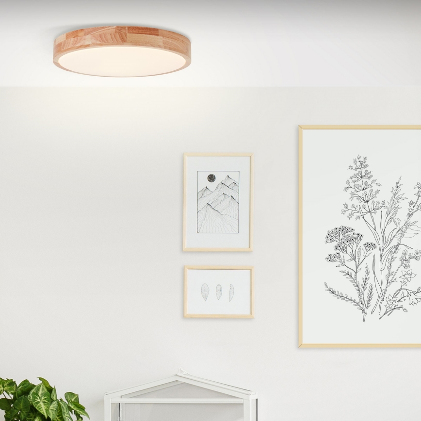 Brilliant - Plafón LED SLIMLINE LED/22W/230V Ø 39 cm, madera de caucho (Hevea)
