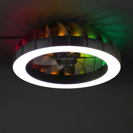 Brilliant - Ventilador de techo regulable LED RGBW con luz FANORA LED/30W/230V 2700-6500K diámetro 46 cm negro + mando a distancia