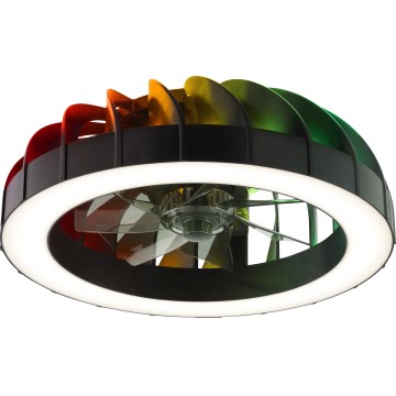 Brilliant - Ventilador de techo regulable LED RGBW con luz FANORA LED/30W/230V 2700-6500K diámetro 46 cm negro + mando a distancia
