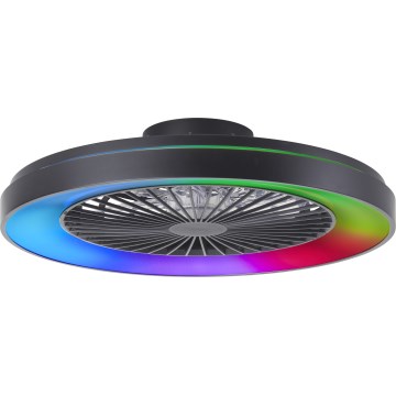 Brilliant - Ventilador de techo regulable LED RGBW MAZZARO LED/24W/230V 3000-6500K Ø 58 cm negro + mando a distancia