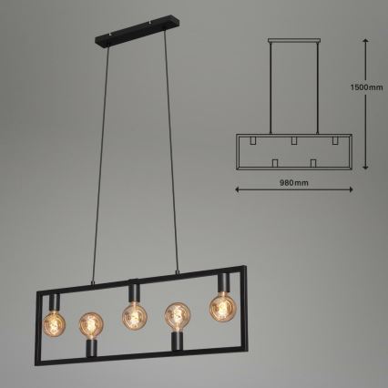 Brilo 4028-055 - Lámpara colgante KOTAK VINTAGE 5xE27/40W/230V
