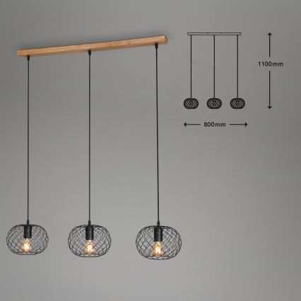 Brilo 4037-035 - Lámpara colgante con cable 3xE27/40W/230V