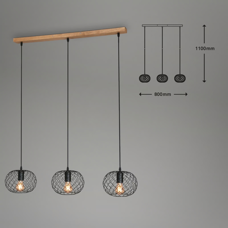 Brilo 4037-035 - Lámpara colgante con cable WINKI 3xE27/40W/230V