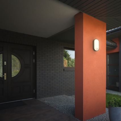 Brilo - Aplique LED exterior con sensor de movimiento y sensor crepuscular RUCH LED/12W/230V IP65 negro