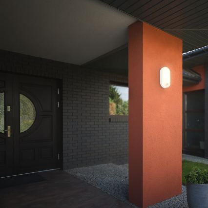 Brilo - Aplique de pared LED para exterior con sensor de movimiento y sensor crepuscular RUCH LED/12W/230V IP65 blanco