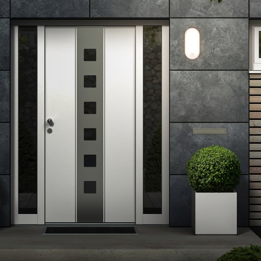 Brilo - Aplique de pared LED para exterior con sensor de movimiento y sensor crepuscular RUCH LED/12W/230V IP65 blanco