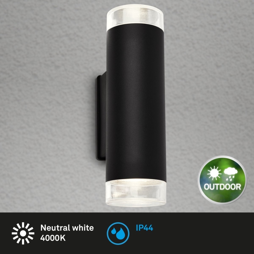 Brilo - Aplique LED para exterior 2xGU10/4,7W/230V IP44 4000K negro