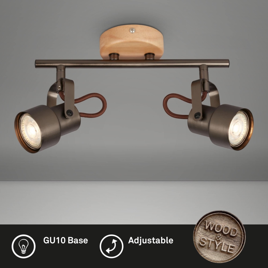 Brilo - Foco LED TAHUN 2xGU10/5W/230V marrón