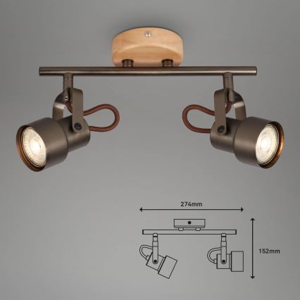 Brilo - Foco LED TAHUN 2xGU10/5W/230V marrón
