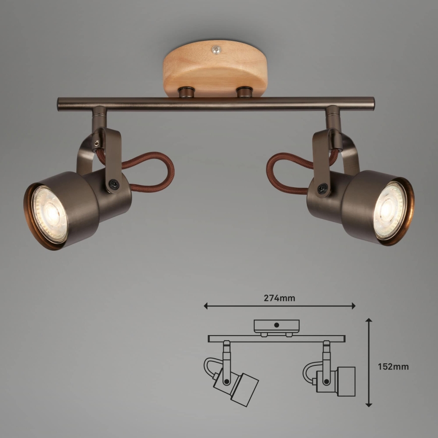 Brilo - Foco LED TAHUN 2xGU10/5W/230V marrón