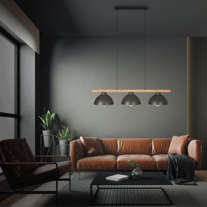 Brilo - Lámpara colgante 3xE27/40W/230V árbol de caucho