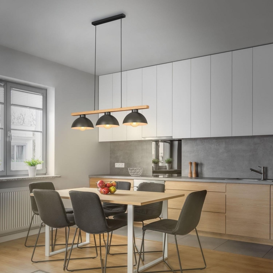 Brilo - Lámpara colgante 3xE27/40W/230V árbol de caucho