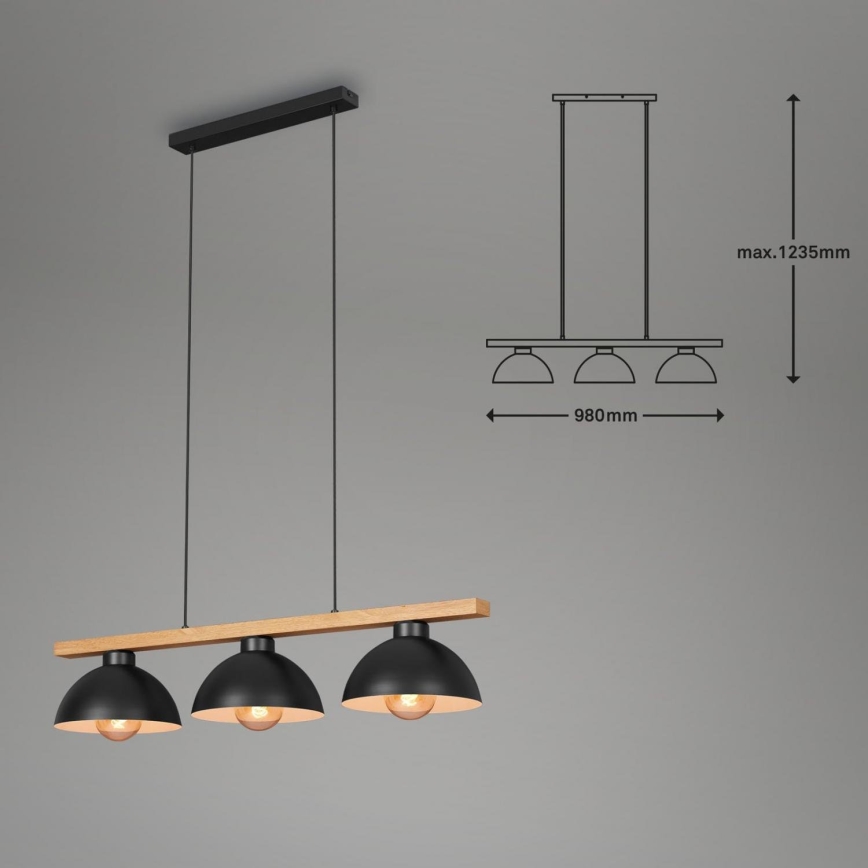 Brilo - Lámpara colgante 3xE27/40W/230V árbol de caucho