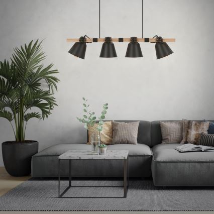 Brilo - Lámpara colgante TALLE 4xE27/40W/230V árbol de caucho