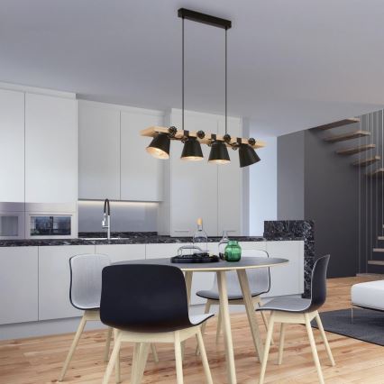 Brilo - Lámpara colgante TALLE 4xE27/40W/230V árbol de caucho