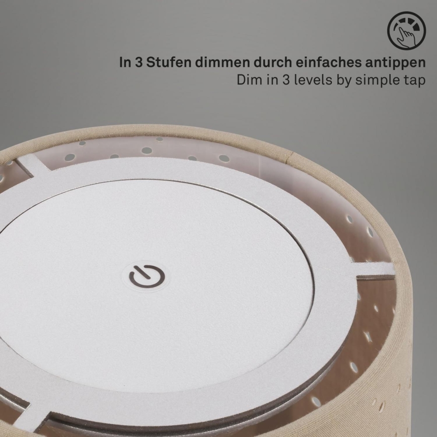Brilo - Lámpara de mesa exterior recargable LED regulable LOLE LED/3W/5V 2000mAh IP44 plata/beige