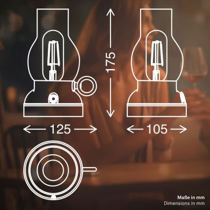 Brilo - Lámpara de mesa recargable LED regulable para exterior KANEA LED/1,5W/5V IP44 1200 mAh antracita