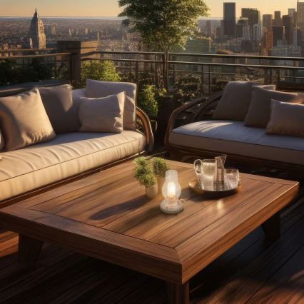 Brilo - Lámpara de mesa recargable LED regulable para exterior KANEA LED/1,5W/5V IP44 1200 mAh beige