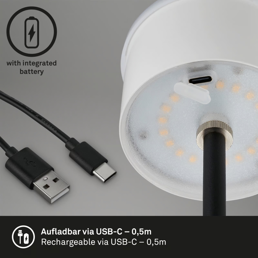 Brilo - Lámpara de mesa exterior LED táctil regulable y recargable KIKI LED/2,6W/5V IP44 2600 mAh negra