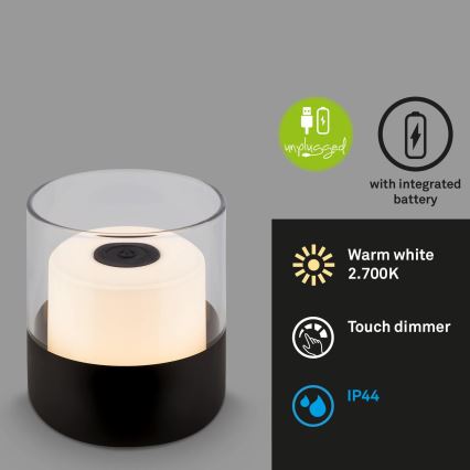 Brilo - Lámpara de mesa recargable y regulable LED para exterior LILET LED/2W/5V IP44