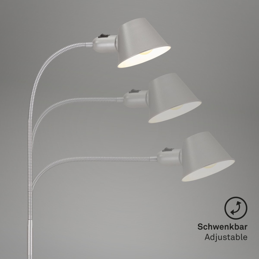 Brilo - Lámpara de pie flexible 1xE27/10W/230V plata