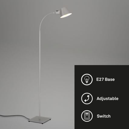 Brilo - Lámpara de pie flexible 1xE27/10W/230V plata