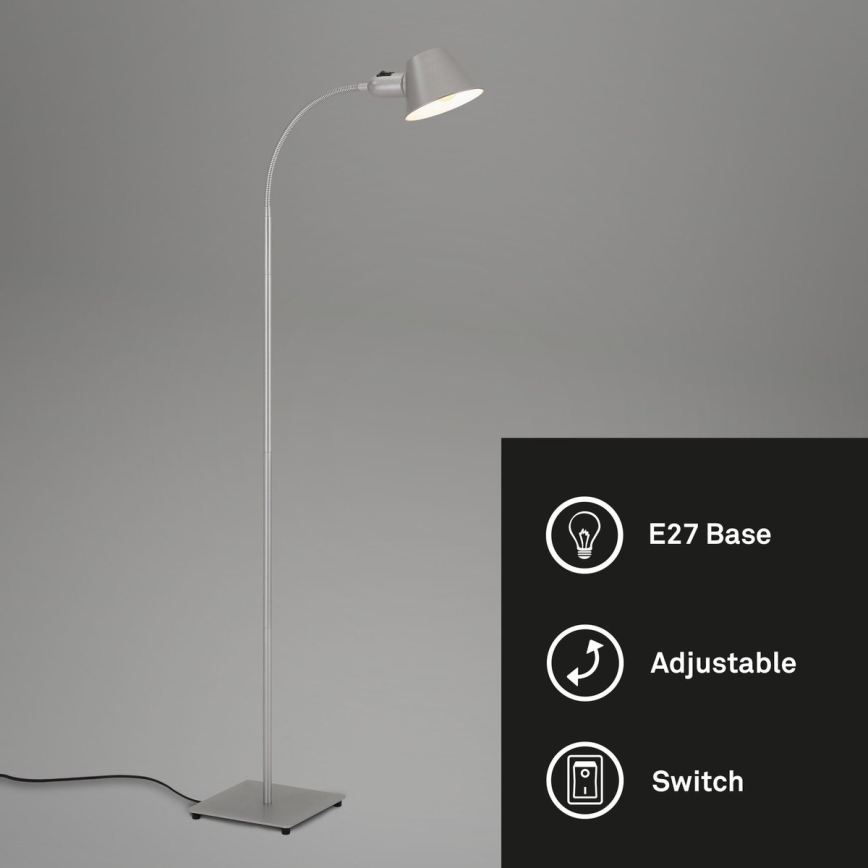 Brilo - Lámpara de pie flexible 1xE27/10W/230V plata
