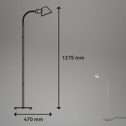 Brilo - Lámpara de pie flexible 1xE27/10W/230V plata