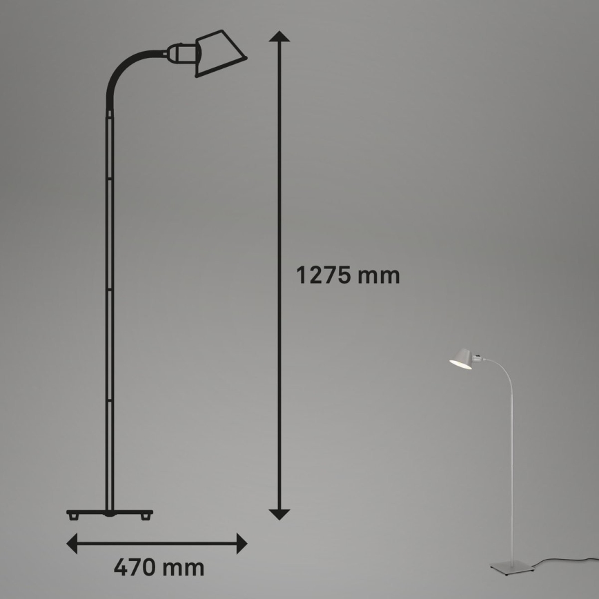 Brilo - Lámpara de pie flexible 1xE27/10W/230V plata