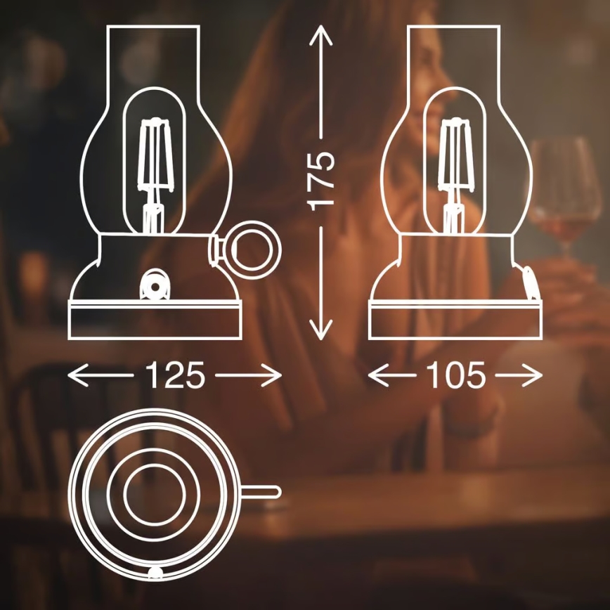 Brilo - Lámpara de mesa LED recargable y regulable para exteriores KANEA LED/1,5W/5V IP44 1200 mAh bronce