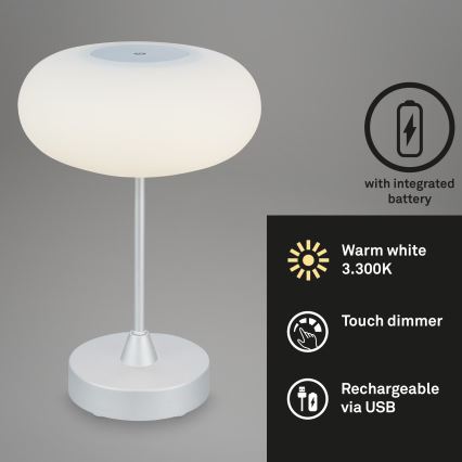 Brilo - Lámpara LED de mesa recargable y regulable para exterior OLANA LED/3W/5V 3300K IP44 2000 mAh