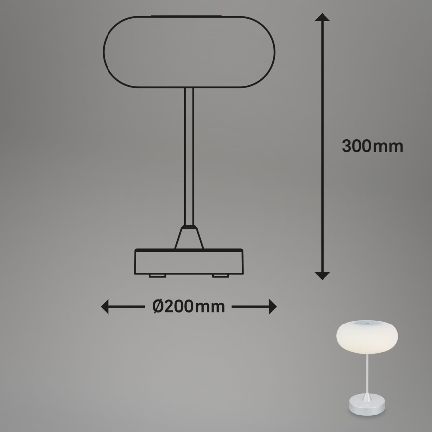Brilo - Lámpara LED de mesa recargable y regulable para exterior OLANA LED/3W/5V 3300K IP44 2000 mAh