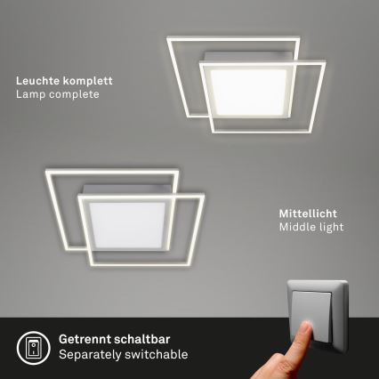 Brilo - Lámpara de techo LED 2xLED/16W/230V + LED/19W 51,5x51,5 cm cromo mate