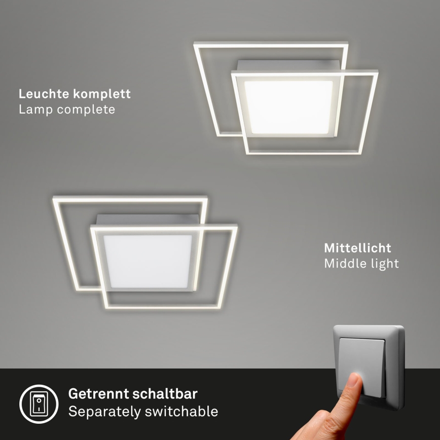 Brilo - Lámpara de techo LED 2xLED/16W/230V + LED/19W 51,5x51,5 cm cromo mate