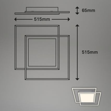 Brilo - Lámpara de techo LED 2xLED/16W/230V + LED/19W 51,5x51,5 cm cromo mate