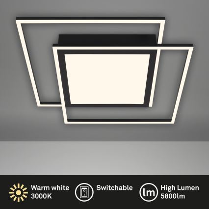 Brilo - Lámpara de techo LED 2xLED/16W/230V + LED/19W 51,5x51,5 cm negra