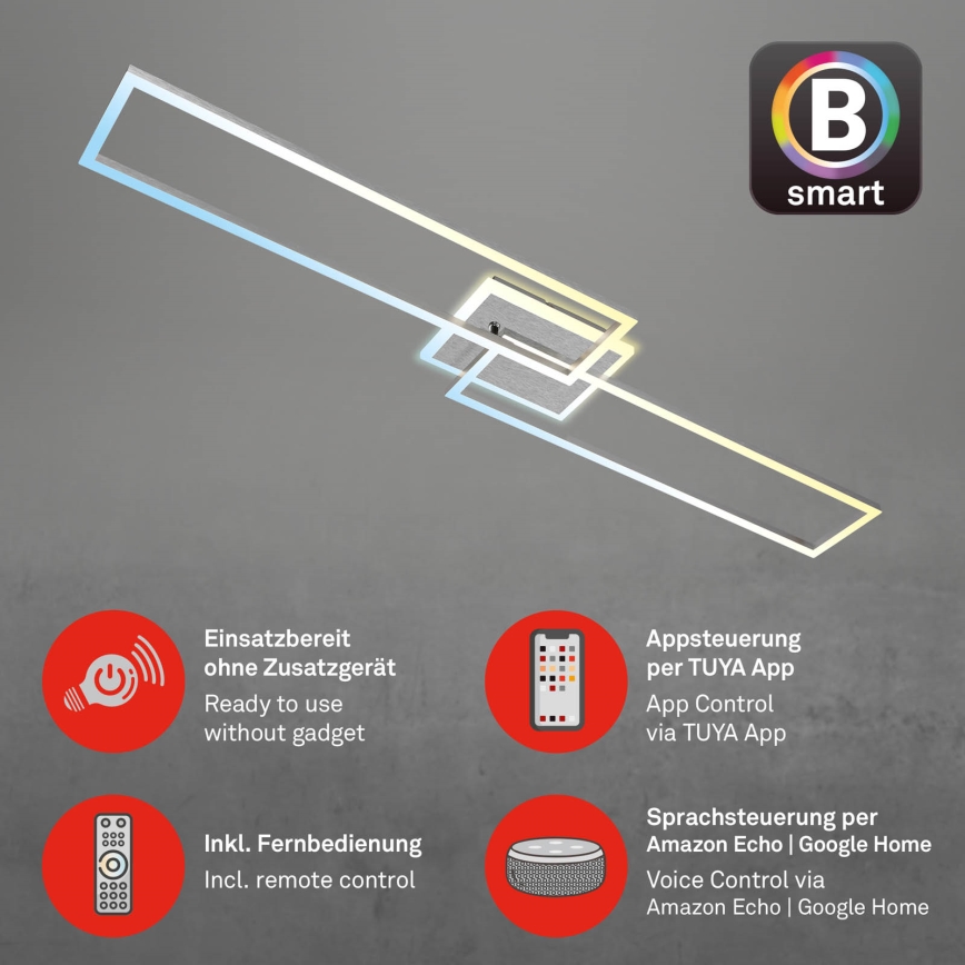 Brilo - Lámpara de techo LED regulable FRAME 2xLED/20W/230V 2700-6500K Wi-Fi Tuya + control remoto