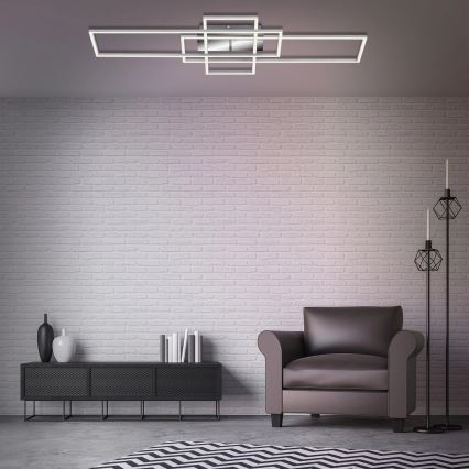 Brilo - Lámpara de techo LED regulable FRAME LED/51W/230V 2700-5000K cromo mate + control remoto