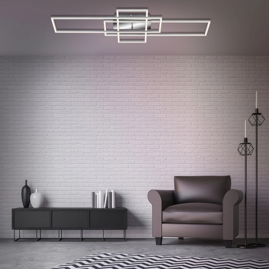Brilo - Lámpara de techo LED regulable FRAME LED/51W/230V 2700-5000K cromo mate + control remoto