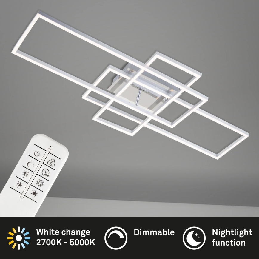 Brilo - Lámpara de techo LED regulable FRAME LED/51W/230V 2700-5000K cromo mate + control remoto