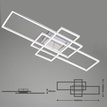 Brilo - Lámpara de techo LED regulable FRAME LED/51W/230V 2700-5000K cromo mate + control remoto