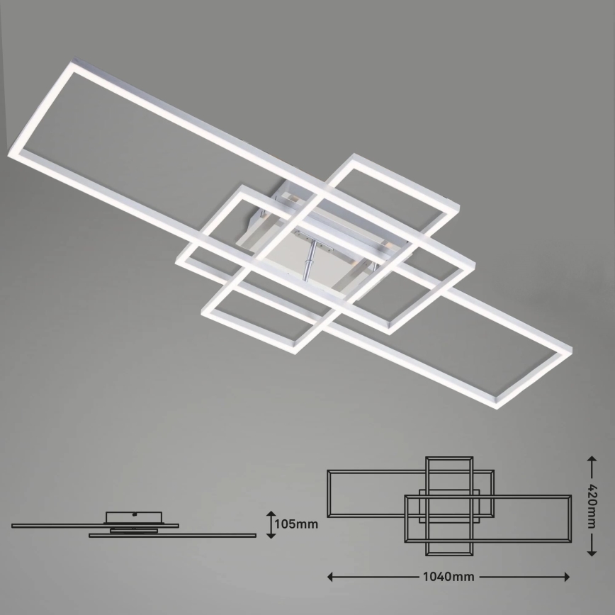 Brilo - Lámpara de techo LED regulable FRAME LED/51W/230V 2700-5000K cromo mate + control remoto