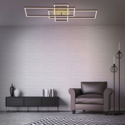 Brilo - Lámpara de techo LED regulable FRAME LED/51W/230V 2700-5000K marrón/dorado + control remoto